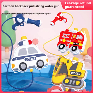 Pistolet à eau électrique en forme de camion de pompiers de dessin animé pour enfants, sac à dos en plastique, jouet de plage, jeu d'eau d'été, vente en gros - Product Image 2