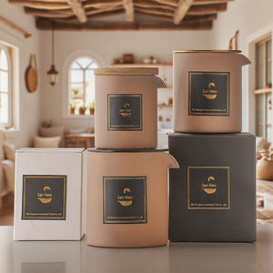 Nuovo Barattolo in <span class=keywords><strong>Vetro</strong></span> Smerigliato Personalizzabile da 8oz con Coperchio in Legno e Beccuccio per Candele da Massaggio, Forma Dritta, Vuoto, per Uso Domestico - Product Image 4