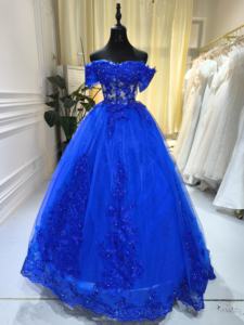 S1879N 2026 Nuovo Abito da Ballo Elegante Blu Navy per Quinceañera, Personalizzabile, con Spalle Scoperte, Vestito da Sera Lungo fino al Pavimento - Product Image 2