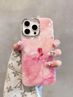 Casing ponsel desain Korea untuk anak perempuan, casing ponsel motif berlian perlindungan kamera terbaik dengan tali rantai