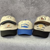 Casquette de baseball sportive à 6 panneaux en chanvre bicolore avec broderie animale, non structurée, légèrement incurvée, à visière fine et souple, style Dad Hat