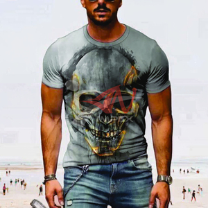 Oferta de Verano: Camiseta Casual con Estampado Integral de Calaveras, Alta Calidad, Venta al Por Mayor, Corte Holgado, 180 Gramos, Tejido 100% Poliéster - Product Image 3