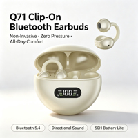 Headset Clip On Bluetooth True Wireless Earbuds dengan Layar Digital LED, Peredam Kebisingan ENC, dan Desain Open Ear
