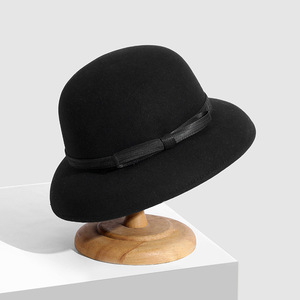 Luxuriöser französischer Stil <span class=keywords><strong>Herben</strong></span> Eleganter Damen-Wollfilzhut für Outdoor-Spaziergänge und Freizeitkleidung mit Seidenschleife - Product Image 2