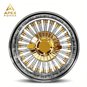 Oferta Especial: Llantas de Acero 13x7, 72 radios rectos, Triple Oro Invertido, 13 y 14 pulgadas, Llantas de Alambre Cromadas de 72 radios para Coches Clásicos - Product Image 2