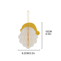 Ornements de Noël suspendus en papier nid d'abeille 3D (Père Noël, Bonhomme de neige, Cloche) Réutilisables, écologiques, décorations magnétiques pour fêtes de Noël