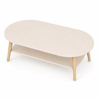 Table basse ovale moderne avec étagère de rangement, pieds en bois, 80 cm, table centrale pour salon, meubles pour appartement