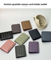 Portefeuille en cuir véritable Lumeaux pour homme et femme, porte-cartes tissé pliable, porte-monnaie fin avec plusieurs emplacements pour cartes, fournisseur OEM/ODM, logo personnalisé