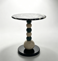 Table d'appoint design en marbre, colonne sphérique, petite table ronde décorative pour canapé
