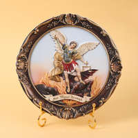 Plaque religieuse en résine gaufrée, Sainte Famille, ornement de bureau, décoration catholique, plaque avec support de présentation
