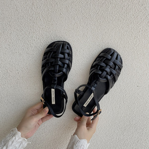 2026 New Arrival French-style Hollowed-out Summer Woven Flat <strong>Shoes</strong> Niche <strong>Vintage</strong> Beach Roman Style PU Upper Sandals <strong>for</strong> <strong>Women</strong> - Product Image 4