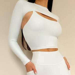 YanRuoレディーススポーツブラ、ヒップリフティング、ウエストコントロールパンツ、汗吸収長袖シャツ、スリーピースセット - Product Image 4