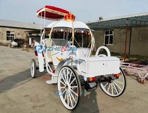 Luxurious Horse Carriage Red Seat for Six People 4 <b>Wheels</b> Luxury Wedding Carriage White Pumpkin Carriage - Product Image 3