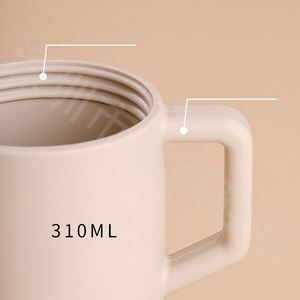 Gobelet isotherme en silicone pour tout-petits de 310 ml (9 oz) avec logo personnalisé, couvercle anti-fuite, paille et poignée, pour boissons chaudes/froides - Product Image 4