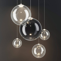 Lustre LED boule de verre de luxe moderne Nouveau design Télécommande Lumière décorative pour escalier Villa Banquet