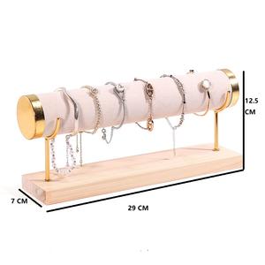 ขายปลีก 3 ชั้นโลหะทอง T-Bar ไม้เครื่องประดับออแกไนเซอร์ขาตั้งสร้อยข้อมือกําไลข้อมือนาฬิกาผู้ถือโลโก้ - Product Image 6