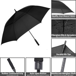 Wholesale Modern Travel Large Golf <b>Umbrella</b> Custom Man Rainproof <b>Windproof</b> 2-3 Persons Straight <b>Umbrella</b> Semi Automatic Black - Product Image 2