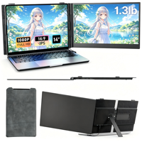 Monitor Portátil LCD para Laptop, Diseño Triple Ultrafino y Plegable para Viajes de Negocios y Trabajo Remoto