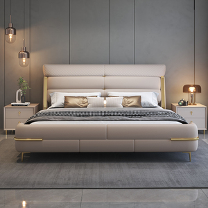 Muebles de Dormitorio Modernos de Madera de Lujo, Camas Tapizadas Suaves, Estructura de Cama Doble Tamaño Completo con Almacenamiento, Diseños Simples y Elegantes - Product Image 3