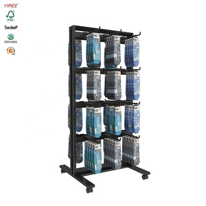 Nhà Máy Tùy Chỉnh Giày Dép Dép Thương Hiệu Cửa Hàng Khung Thép Màu Đen Đôi Dép Vớ Hiển Thị Rack Với Bánh Xe - Product Image 3