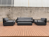 Ensemble de canapés de jardin haut de gamme en aluminium, mobilier d'extérieur en métal avec coussins, canapé de patio modulable et table basse