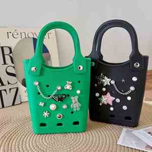 Outdoor Travel <b>Beach</b> Bags Simple Plain Color Handbags Waterproof EVA Holes Bag - Product Image 2
