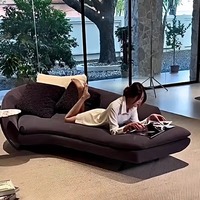 Chaise longue inclinable modulaire de style minimaliste italien avec tissu en velours flocon de neige pour le salon