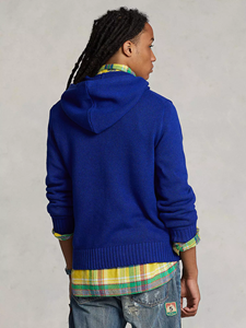 Suéter con capucha de punto de manga larga OEM y ODM personalizado con cuello redondo para hombres, suéter con capucha de invierno de punto para hombres - Product Image 3