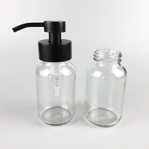 RUIPACK 250ml high quality boston glass pump bottle for hair shampoo and conditioner