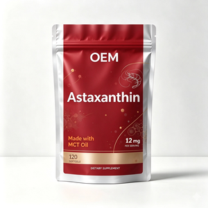 Gélules d'astaxanthine 12 mg OEM ODM certifiées GMP et Halal, 120 unités, issue de microalgues avec huile MCT - Product Image 1