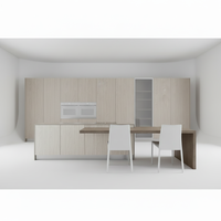 Meuble de cuisine modulaire européen individuel, menuiserie et charpenterie pour l'hôtellerie, placage naturel, tambour, comptoir en stratifié marbré