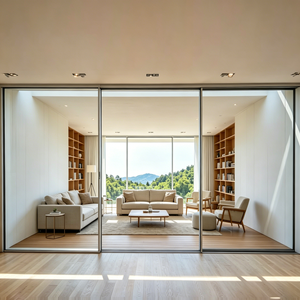 Fenêtre <span class=keywords><strong>coulissante</strong></span> ultra-mince à double vitrage en alliage d'aluminium avec vue panoramique, nouveau design pour la rénovation de villas - Product Image 1