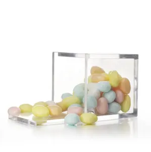 Caixa de doces transparente de plástico, porta-doces para chá de bebê, festa, presentes
