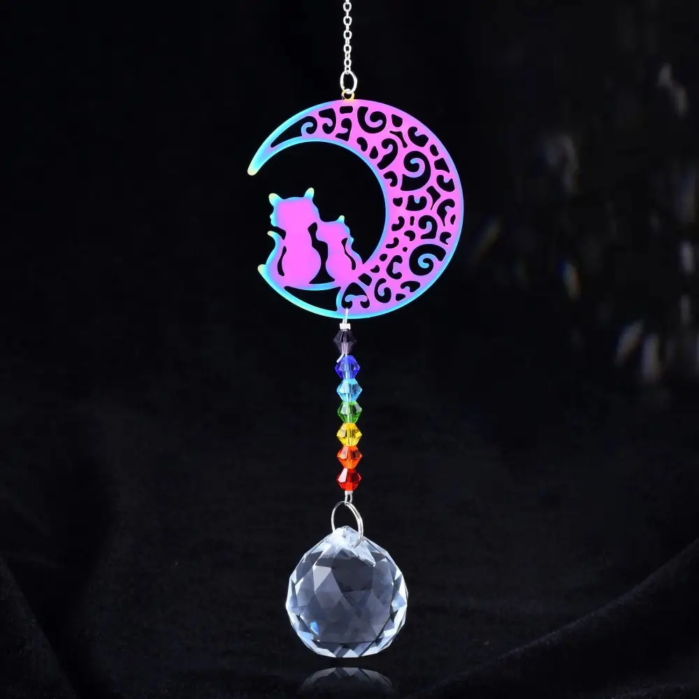 Cat Seahorse Series Crystal Wind Chimes Sun Catcher Window Hanging Rainbow Maker Garden Tree Outdoor Aesthetic Room Decor