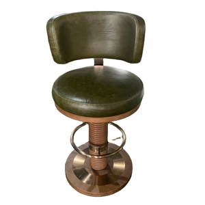 Chaises de bar en cuir vert moderne de luxe, tabourets de bar de cuisine de restaurant en acier inoxydable - Product Image 1