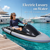 Embarcación Eléctrica de Alta Velocidad con ABS, Potente Motor de 15KW, 45-60km/h, Mini Jet Boat Go Kart Chaser, Batería de 74V 73AH, Negra, 2400mm