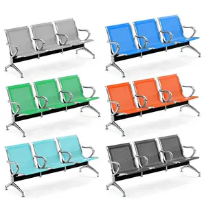 Modern Chrome Steel Waiting Chair 3 Seater D03 Hospital Station Reception Waiting Bench Seat Chair