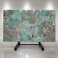 Dalle de quartzite vert amazonite - Pierre naturelle vert turquoise avec veinage blanc pour comptoir, mur et sol, polie