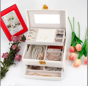 Estuche de Viaje Organizador de Joyas de Cuero PU Cuadrado Colorido, Cajas de Lujo para Exhibición de Joyas - Product Image 5