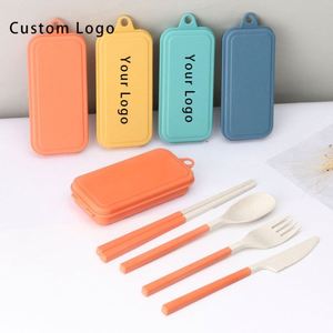 Nordic Style Wheat Straw Travel Utensil Set, 300mL, PP Material, Silk <b>Screen</b> Printing for Business Gifts - Product Image 1