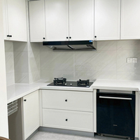 Meubles de cuisine en bois avec rangements intégrés et design créatif, ensemble d'armoires en bois à assembler soi-même pour la maison