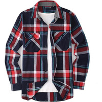 Chemises en flanelle pour hommes, chemise à manches longues à carreaux pour hommes, chemise en flanelle à carreaux en coton décontractée de haute qualité, logo personnalisé