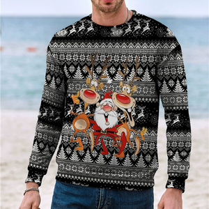 Sudadera navideña con cuello redondo, divertida, 3D, unisex, suéter navideño con cuello redondo para hombre y mujer, suéter navideño con diseño de Papá Noel y renos, regalo navideño - Product Image 5