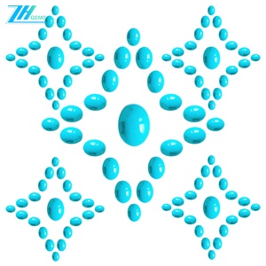Cabujón de turquesa Natural de 6mm X 8mm, cuentas sueltas en forma de huevo para hacer joyas, diseño de moda, bonita <span class=keywords><strong>piedra</strong></span> azul - Product Image 4