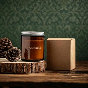 Vela Aromática de Cera de Soya Hecha a Mano Ascendia, en Frasco de Vidrio Ámbar, Aroma Amaderado, Decoración para el Hogar, Estilo Clásico, 40-60 Horas de Duración - Product Image 2