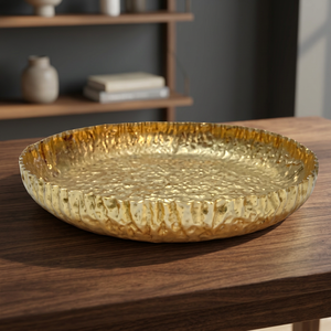 Plato Decorativo Redondo de Metal Dorado, Hecho a Mano, Estilo Glam, para Fiestas - Product Image 5