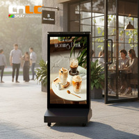Chariot publicitaire LCD extérieur intelligent double face avec WiFi/4G, télécommande, chariot mobile d'affichage