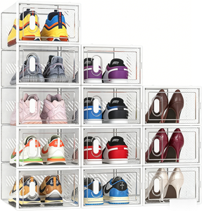 Wholesale Thick PET Stackable Dust-Proof Clear Sneaker Container Storage <b>Box</b> for Home Use - Product Image 1