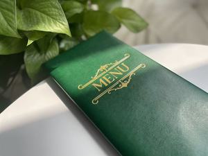 Porta Menu Classico in Pelle PU Morbida e Peluche con Logo Dorato, <span class=keywords><strong>per</strong></span> Ristoranti e Bar Occidentali, Pieghevole con Chiusura in Rame - Product Image 5