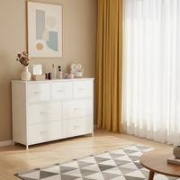 Commode de rangement classique blanche, meuble TV, 7 tiroirs de rangement en métal, structure métallique pour chambre, salon, couloir